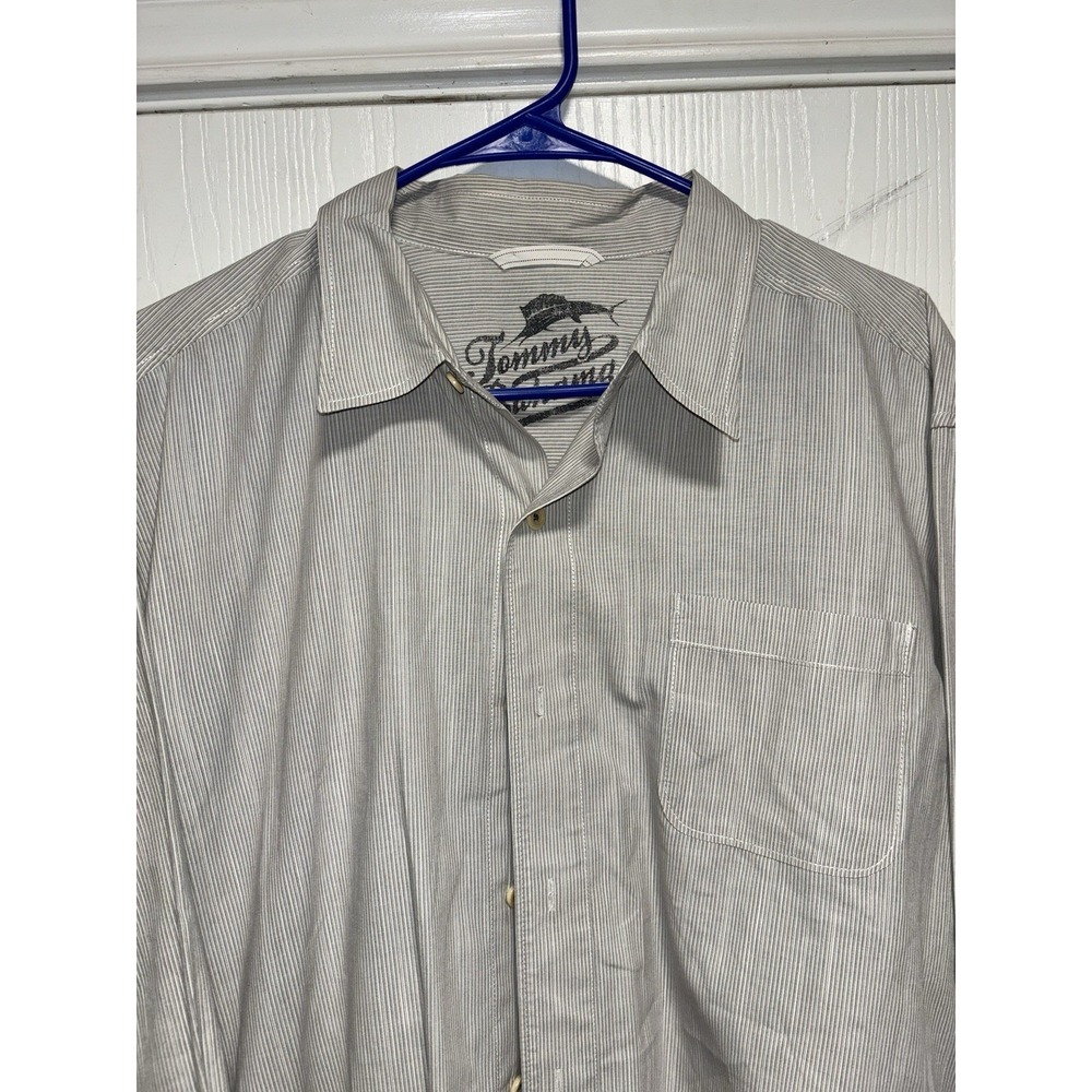 Tommy Bahama Relax Shirt Mens‎ XL Light Gray 100% Linen Long Sleeve Button Up